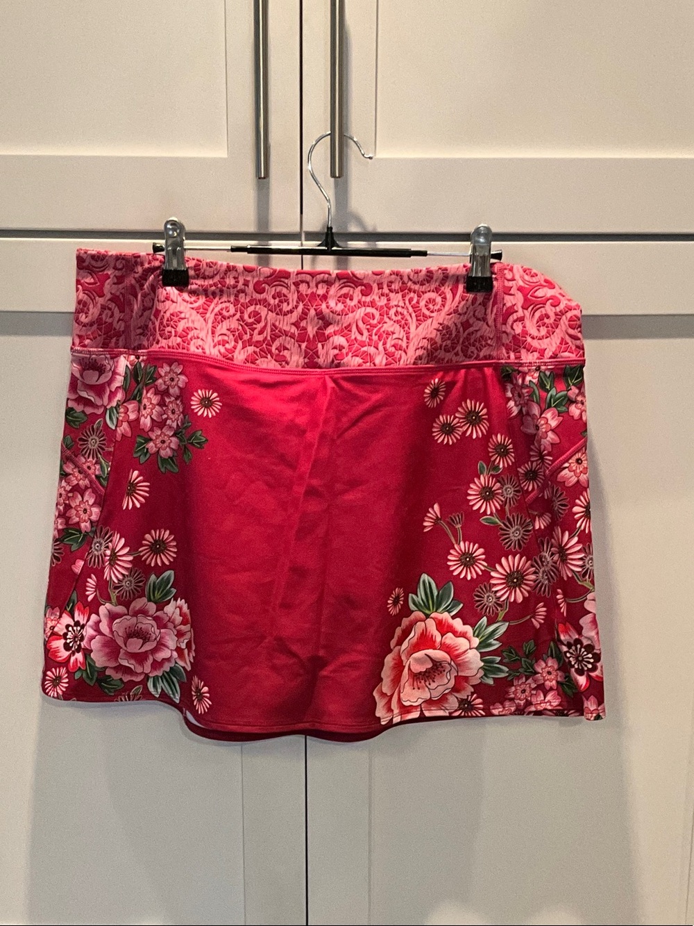 Johnny Was Bee Active Dolphin Hem Hot Pink Floral Skirt with undershirt
